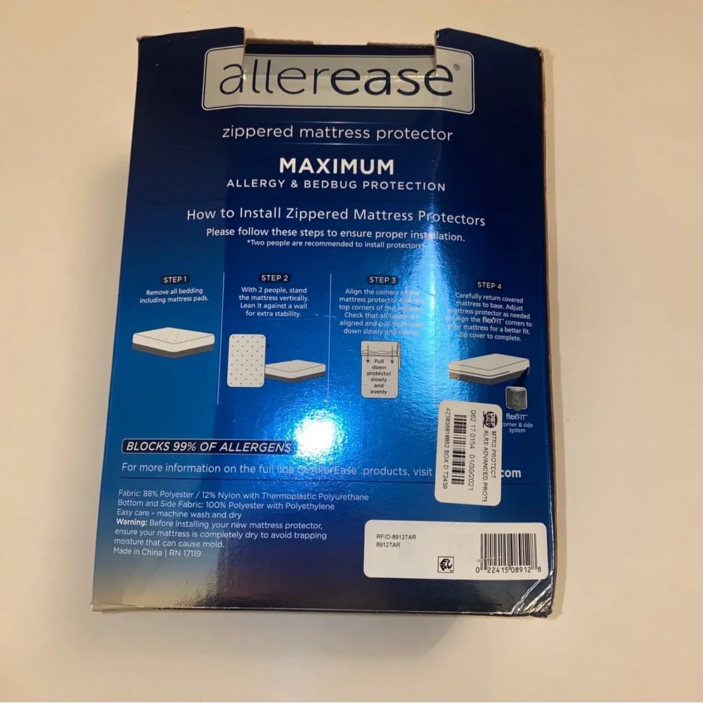 NEW Allerease zippered FULL mattress protector